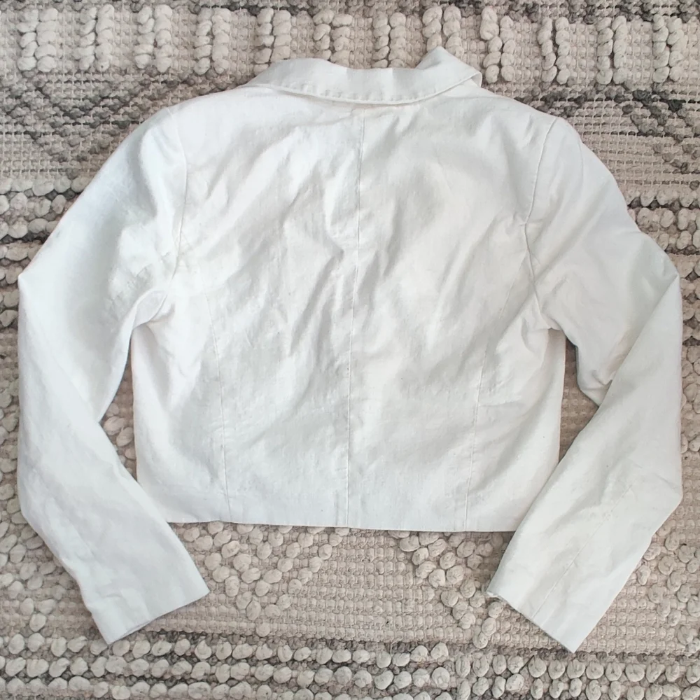Abercrombie & Fitch Linen Blend Cropped Blazer In White Size Medium - Picture 4 of 7